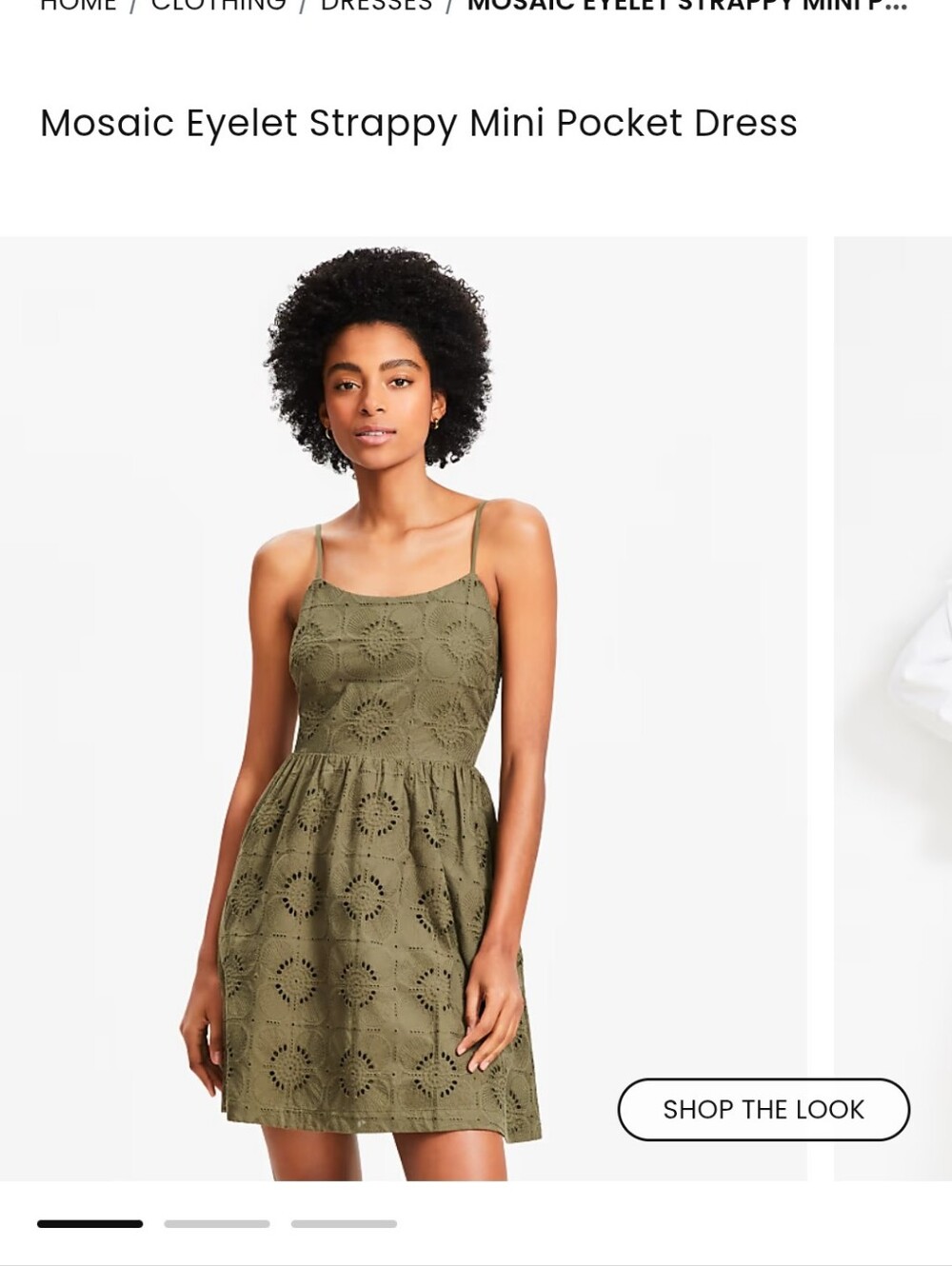 LOFT Olive Eyelet Strappy Midi Dress With Pockets Size 12